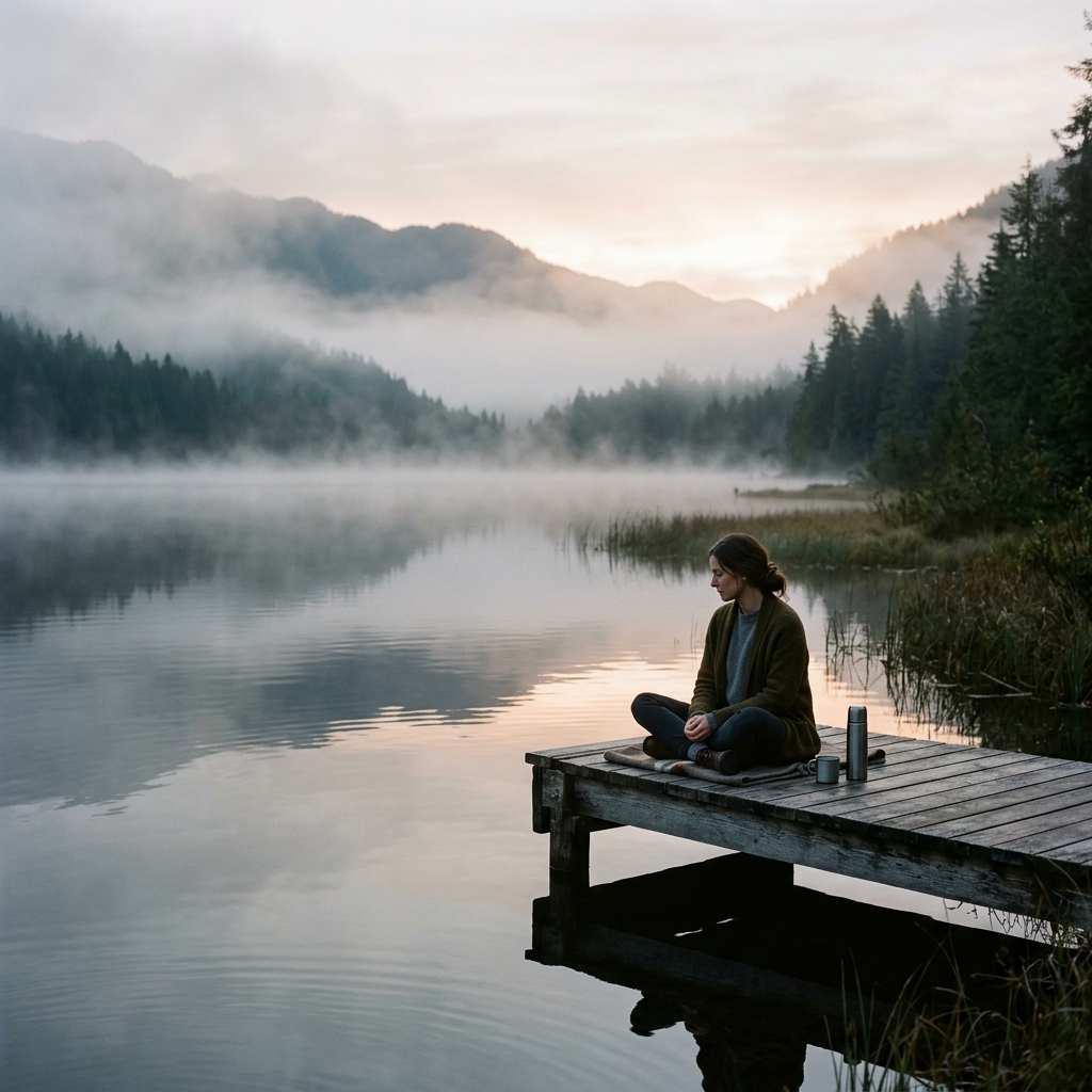 A tranquil outdoor fishing scene promoting mental relaxation