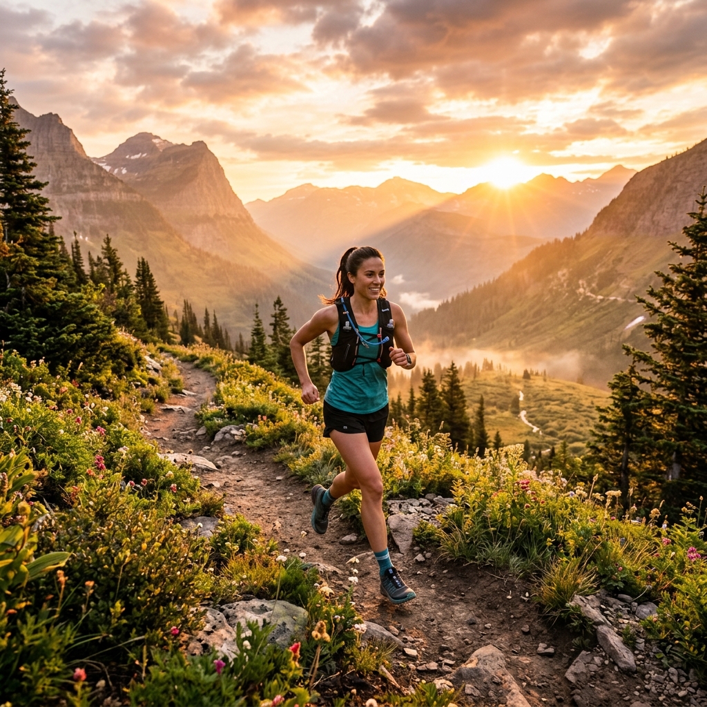 Person exercising outdoors on a beautiful nature trail.