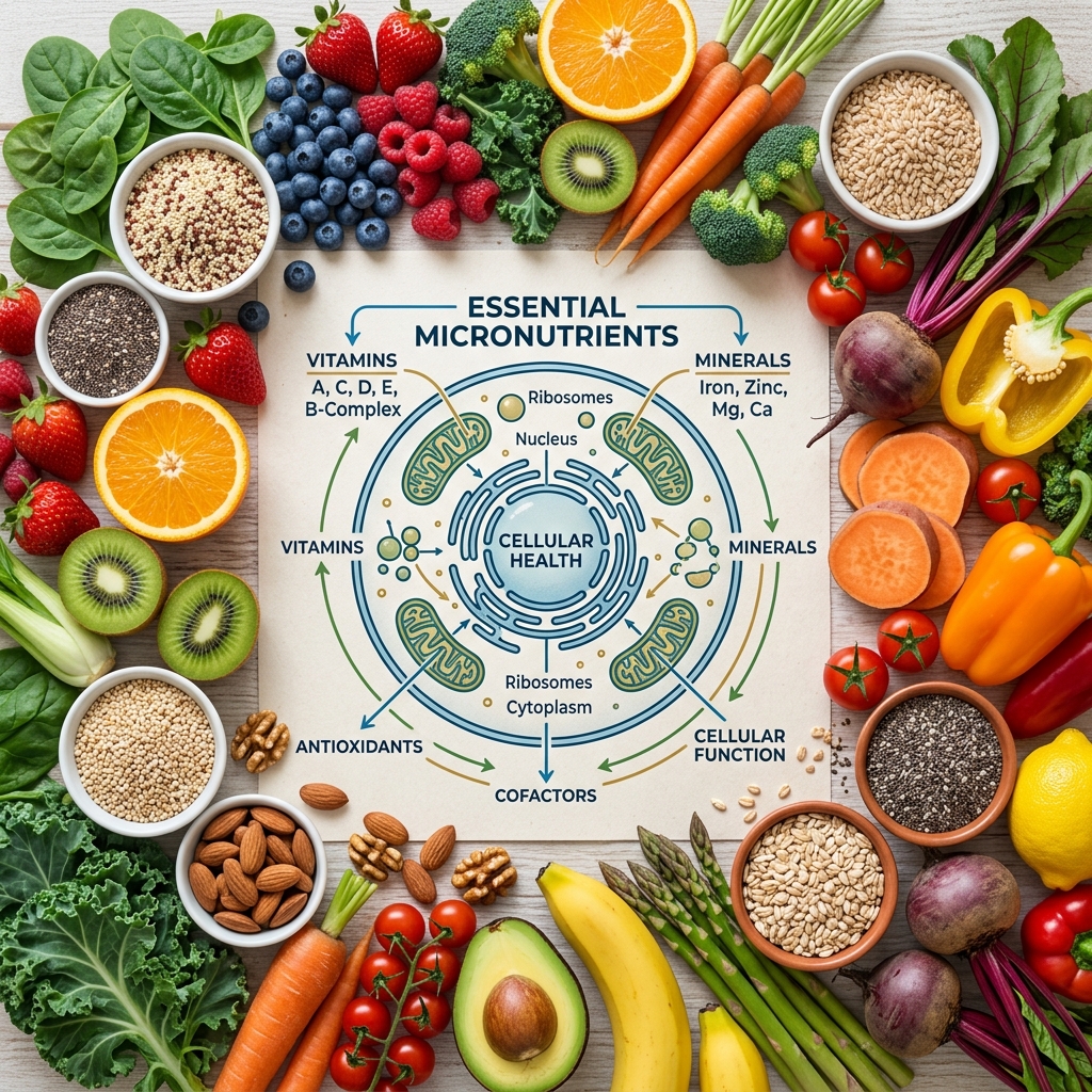 Colorful array of fresh produce representing vitamin sources for optimal health.