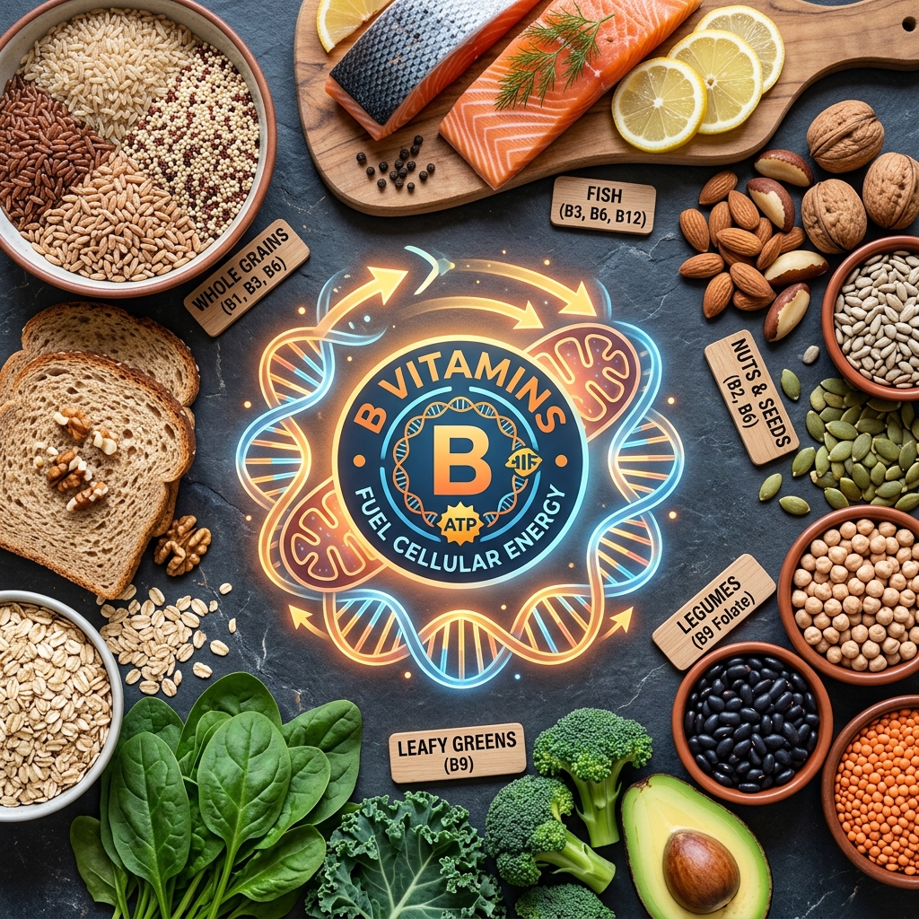 Niacin-rich foods supporting metabolism and DNA health.