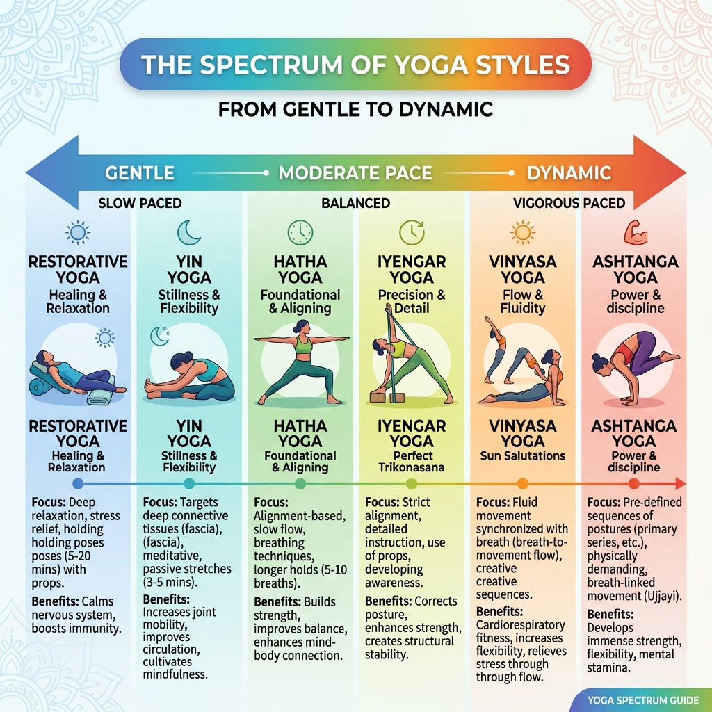 The Spectrum of Yoga Styles Infographic