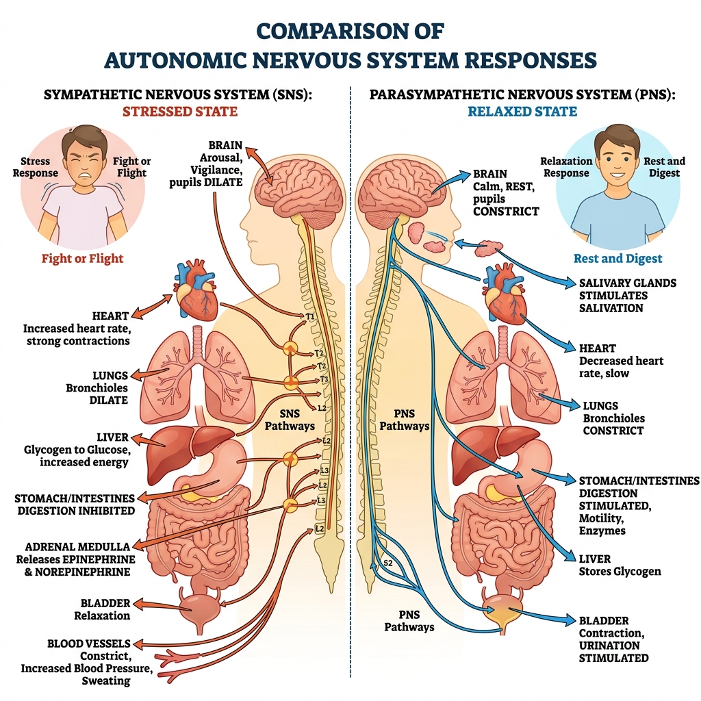 Sympathetic vs Parasympathetic Nervous System Response Comparison