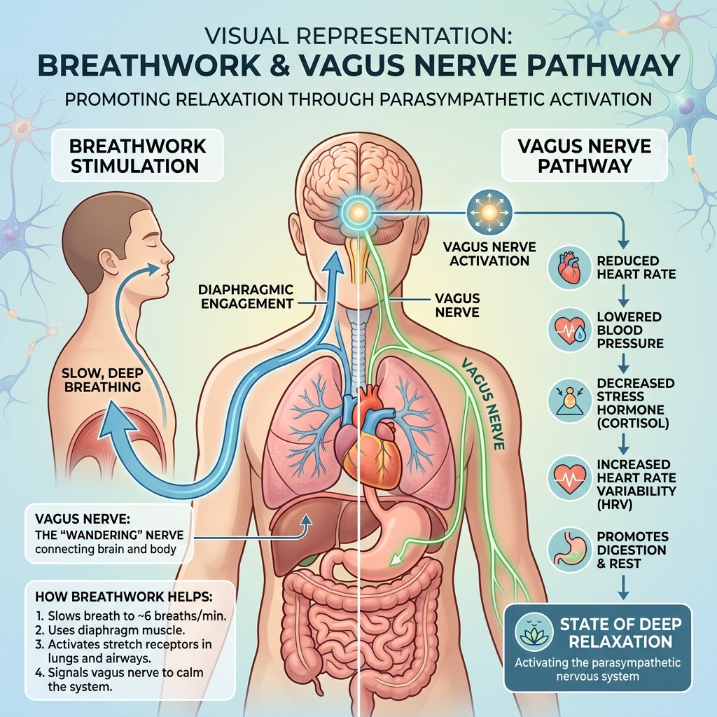 Vagus Nerve Stimulation and Breathwork Diagram